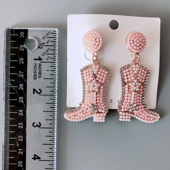 Pink Cowboy Boot Statement Earrings - Picture 4 of 6